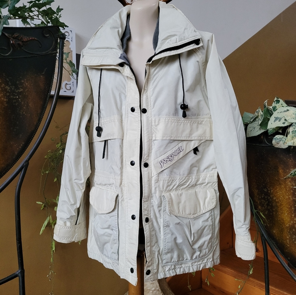 JanSport Opus 2 Jacket Cream Utility Hiking Cargo Coat Waterproof Breathable M - Picture 4 of 15
